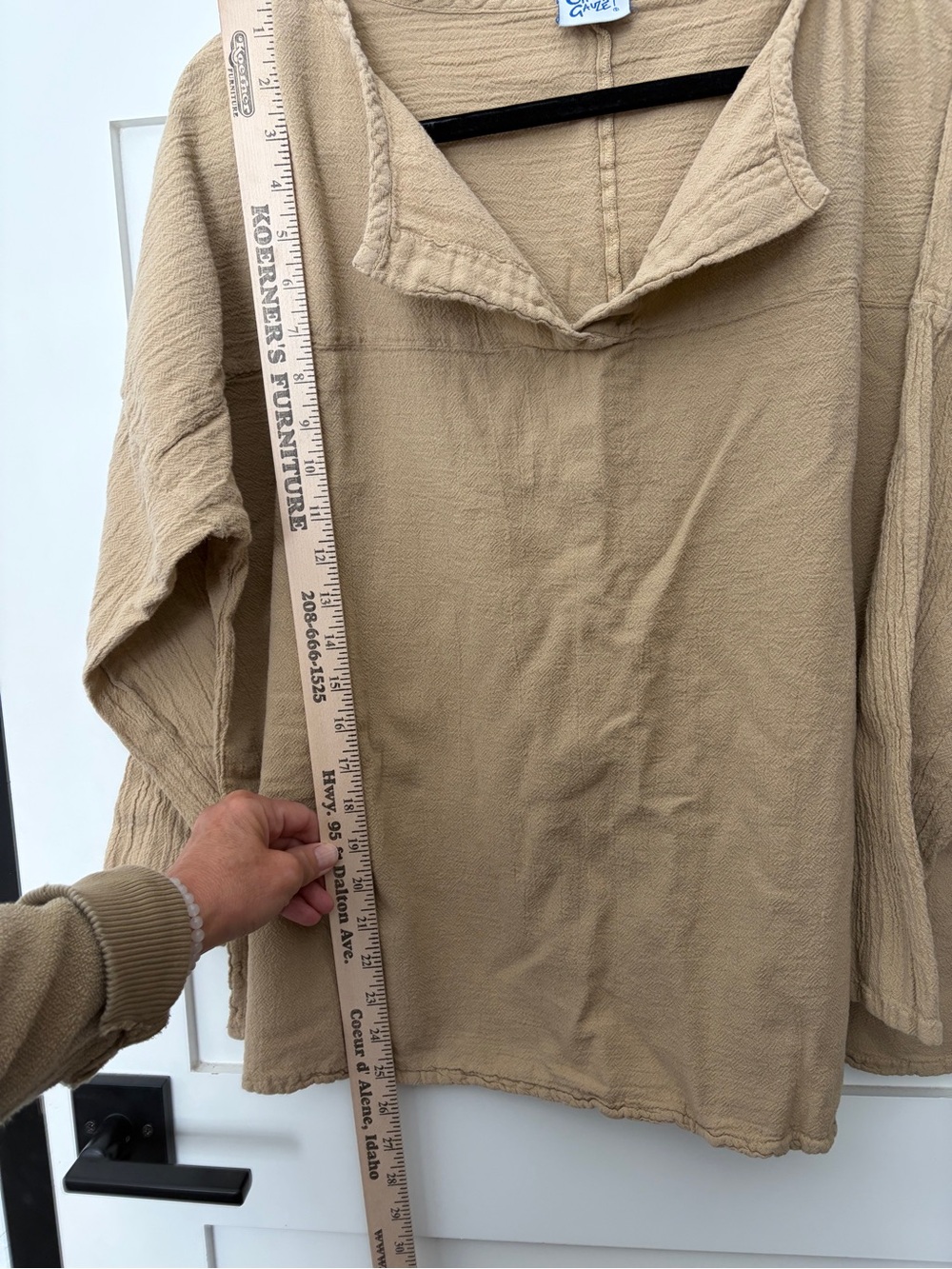 Oh My Gauze! Tan Lightweight Pullover Shirt - Picture 3 of 3